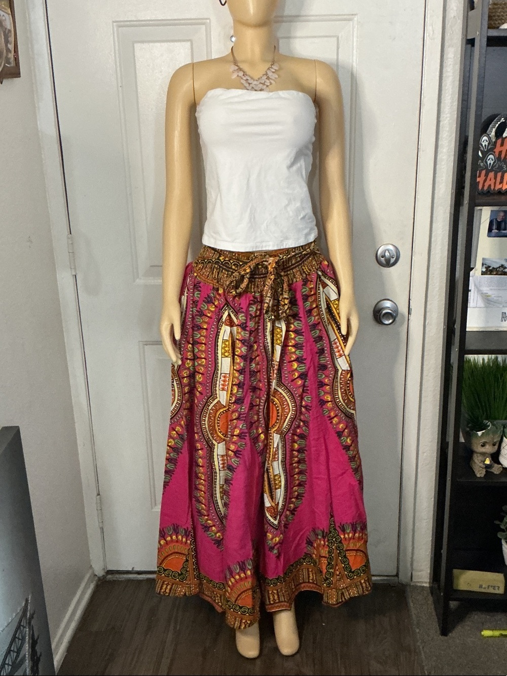 Bohemian Pink Patterned Maxi Skirt